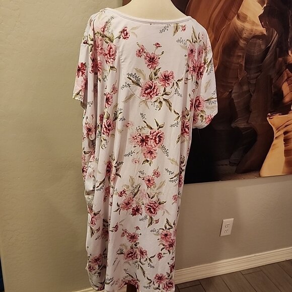 croft and barrow Soft Stretchy Night Gown 4x Pink Floral Sleepwear Pj 40"L - Picture 3 of 6